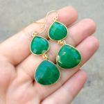 Green Sapphire Earrings, Luxury Gemstone Earrings,..