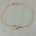 Rose Gold Heart Bracelet, Cubic Zirconia, Crystal,..