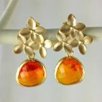 Orange Cherry Blossom Earrings, Carnelian Color,..