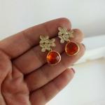 Orange Cherry Blossom Earrings, Carnelian Color,..