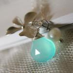 Aqua Blue Chalcedony White Freshwater Pearl Orchid..